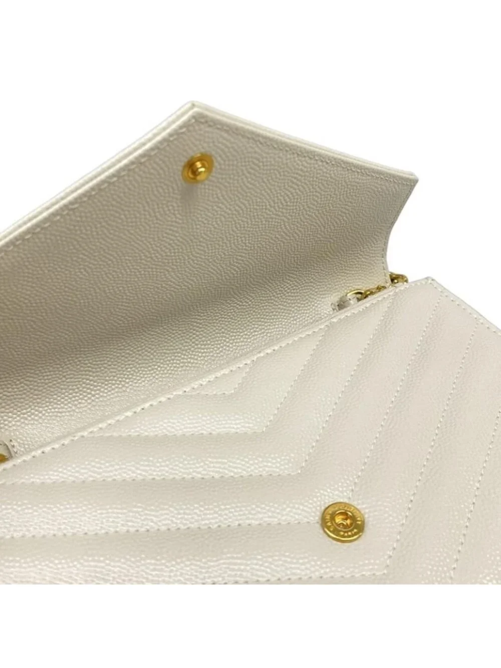 ★SOLD★ Saint Laurent Paris Wallet Cassandra Envelope Chain White Leather - Picture 12 of 13